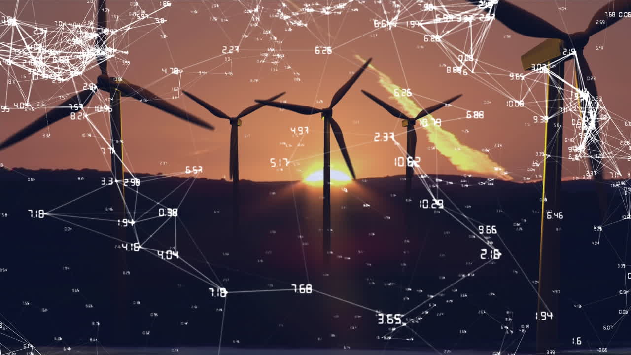turbinas eólicas y conexiones de red blancas con datos