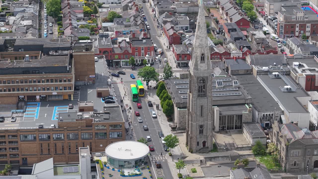 Cityscape with Church and Urban Traffic