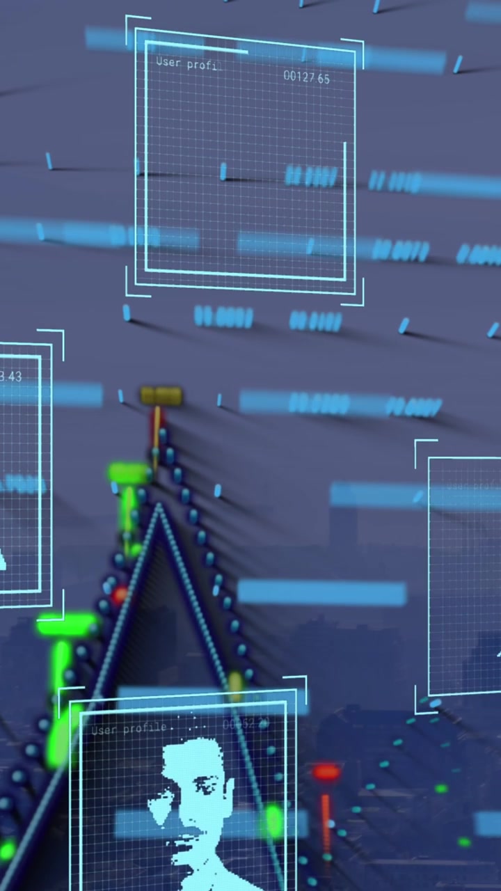 Animation of data processing over people icons