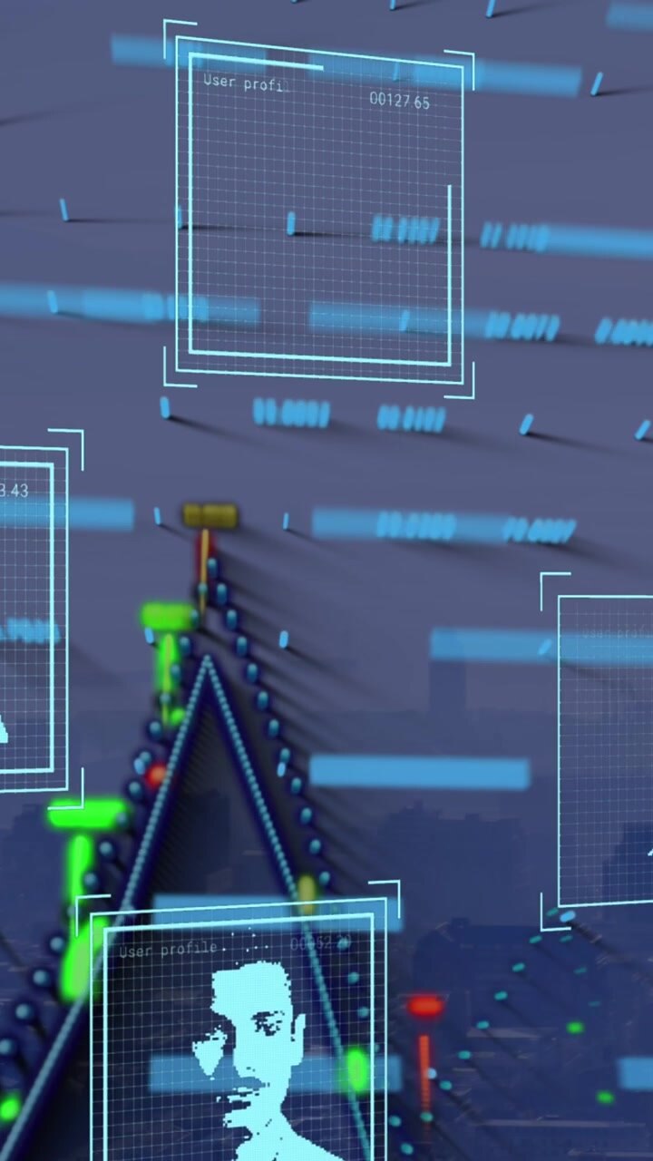 Animation of data processing over people icons