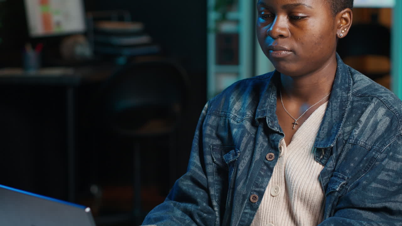 Woman working on a laptop