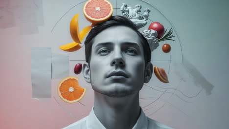 conceptual portrait of mind and nutrition
