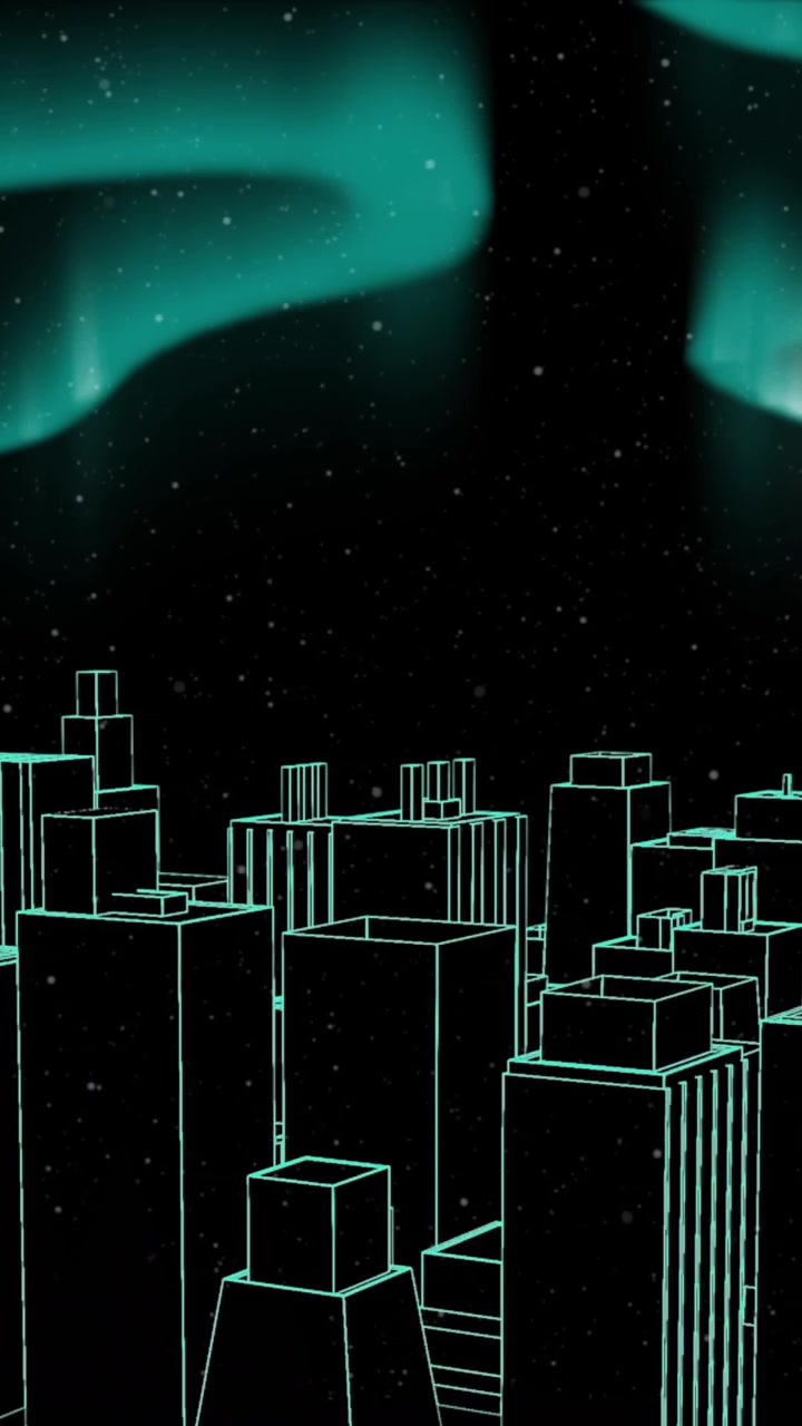 Animazione di un paesaggio urbano natalizio su un'aurora.