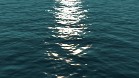 slow motion animation of the ocean surface with the sun reflecting on the sea waves, computer generated background