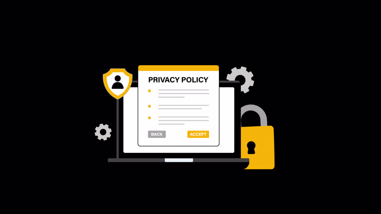 Accepting Privacy Policy on Laptop with Digital Security Icons