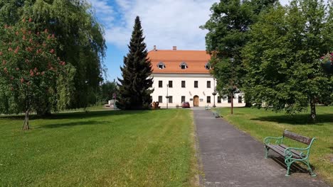 Landscape-with-Sumbark-castle-known-as-Havirovsky-Zamecek-in-Havirov,-Czech-Republic