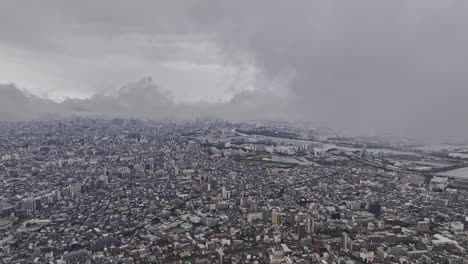 tokyo japan aerial v220 high altitude flyover nishikojiya capturing densely populated cityscape of ota city on an overcast day - shot with mavic 3 pro cine - october 2023