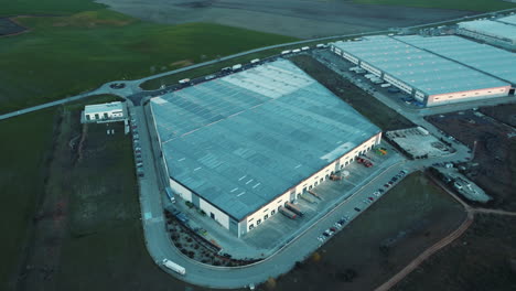 large industrial warehouse complex aerial view