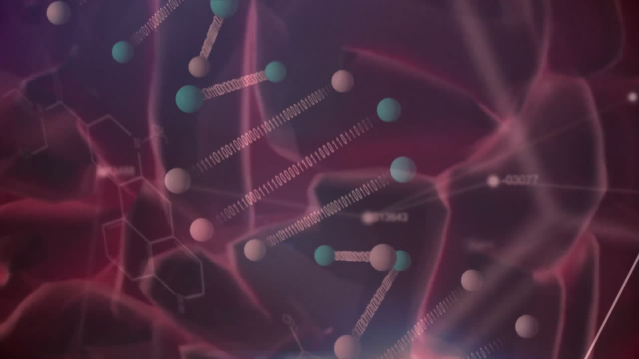 animación de red neuronal y procesamiento de datos sobre un fondo abstracto