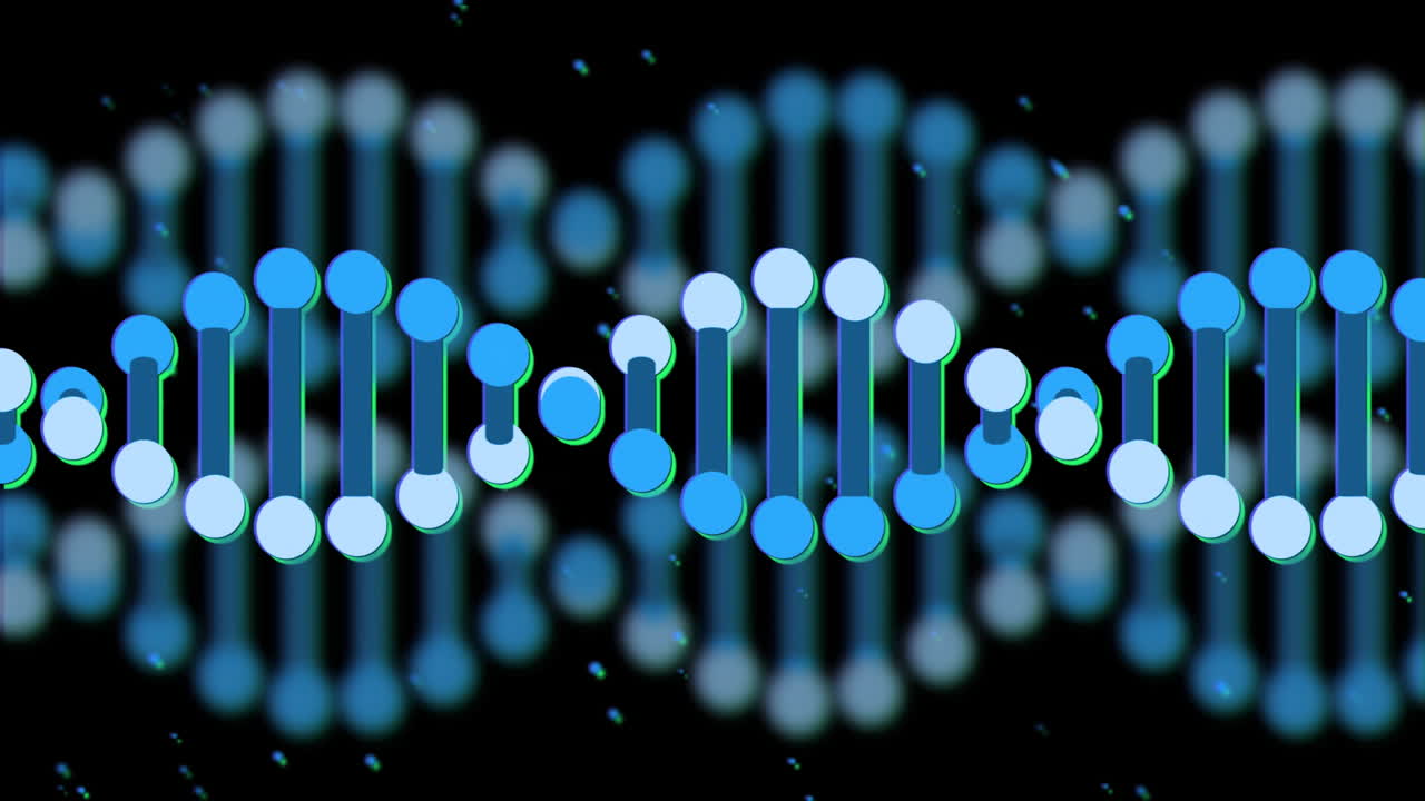 Animation of dna strands spinning on black background