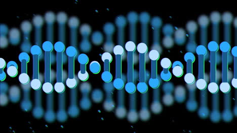 animation of dna strands spinning on black background