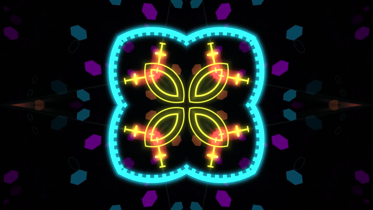 빛나는 선을 가진 칼레도스코프 4k 추상적인 배경