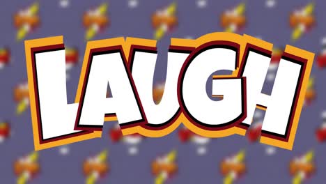 Animation-of-laugh-text-over-blue-background