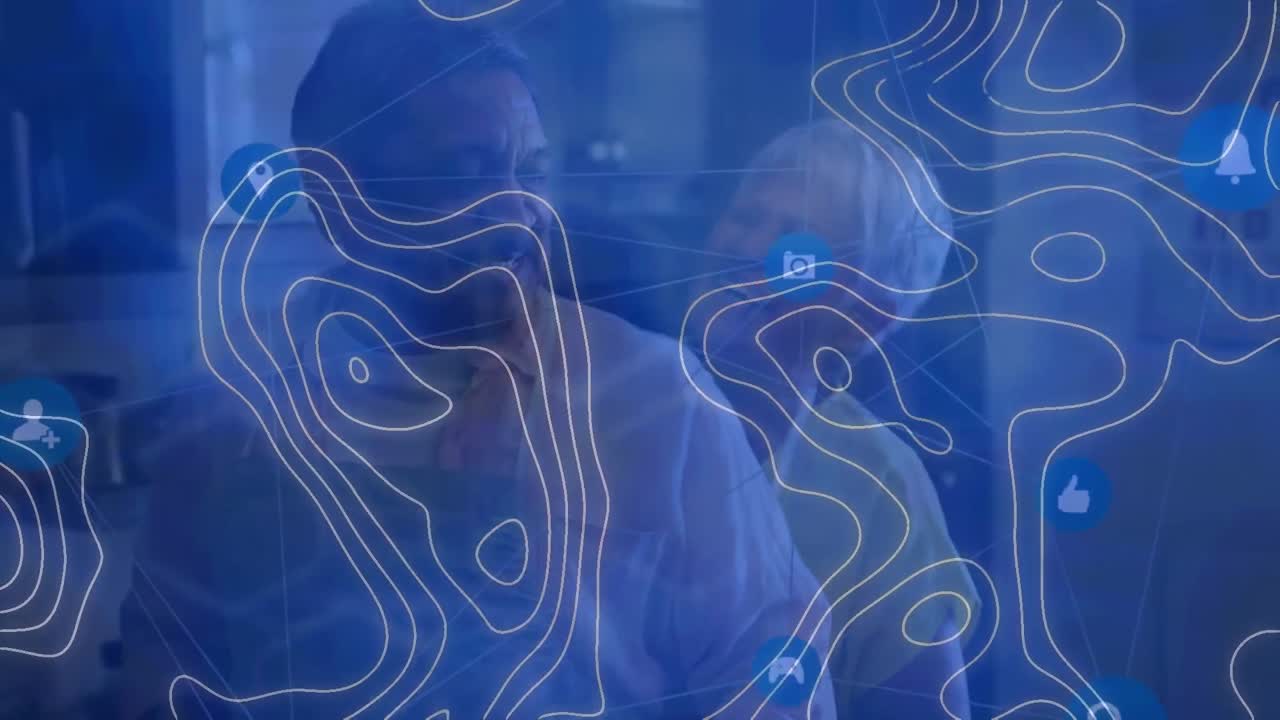 animación de la red de conexiones con iconos sobre parejas diversas