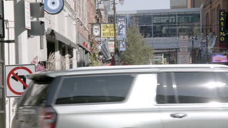 city street scene with restaurants and casino
