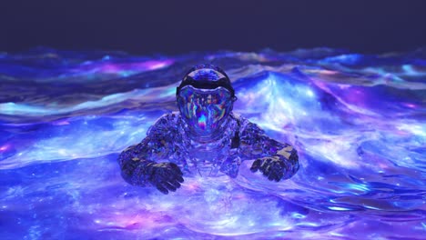 astronaut swimming in a cosmic ocean