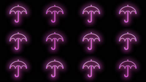 Neon-pink-umbrella-pattern-on-black-gradient