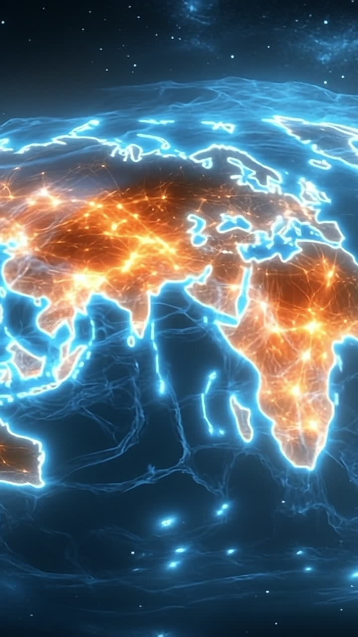 World map illuminated with connections