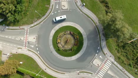 a drone shot over a roundabout