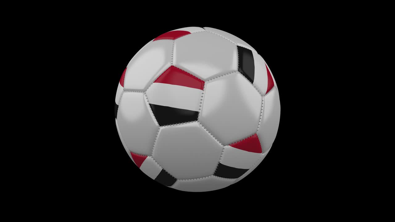 Pallone da calcio con bandiera Yemen, loop alfa