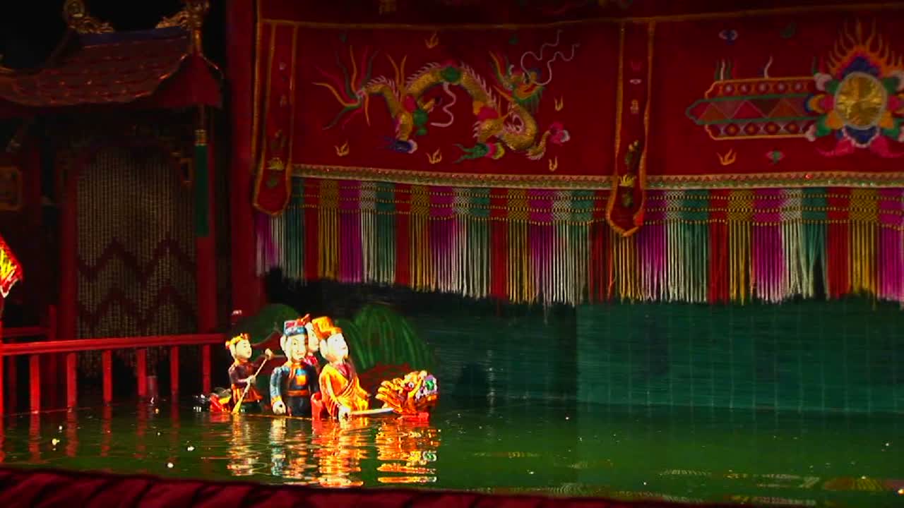 A traditional water puppet show in Vietnam