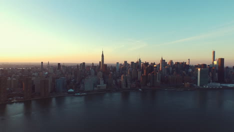 stunning sunset aerial view of new york city skyline