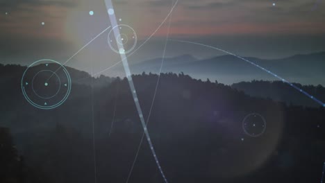 animación de redes de conexiones sobre el paisaje