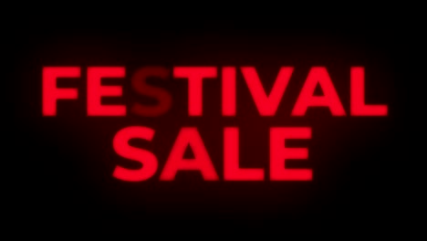 festival sale text flickering display promotional loop.