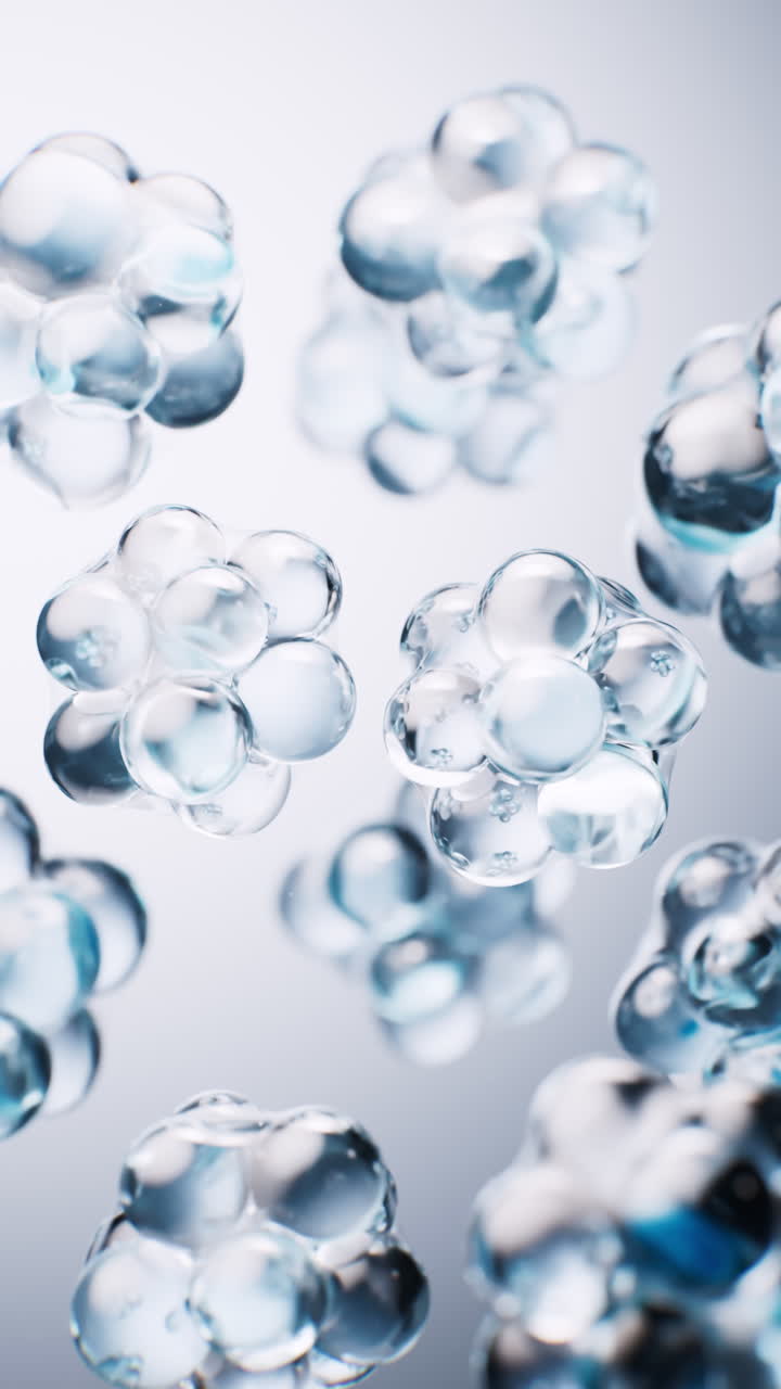 Transparent blue bubbles background, 3d rendering