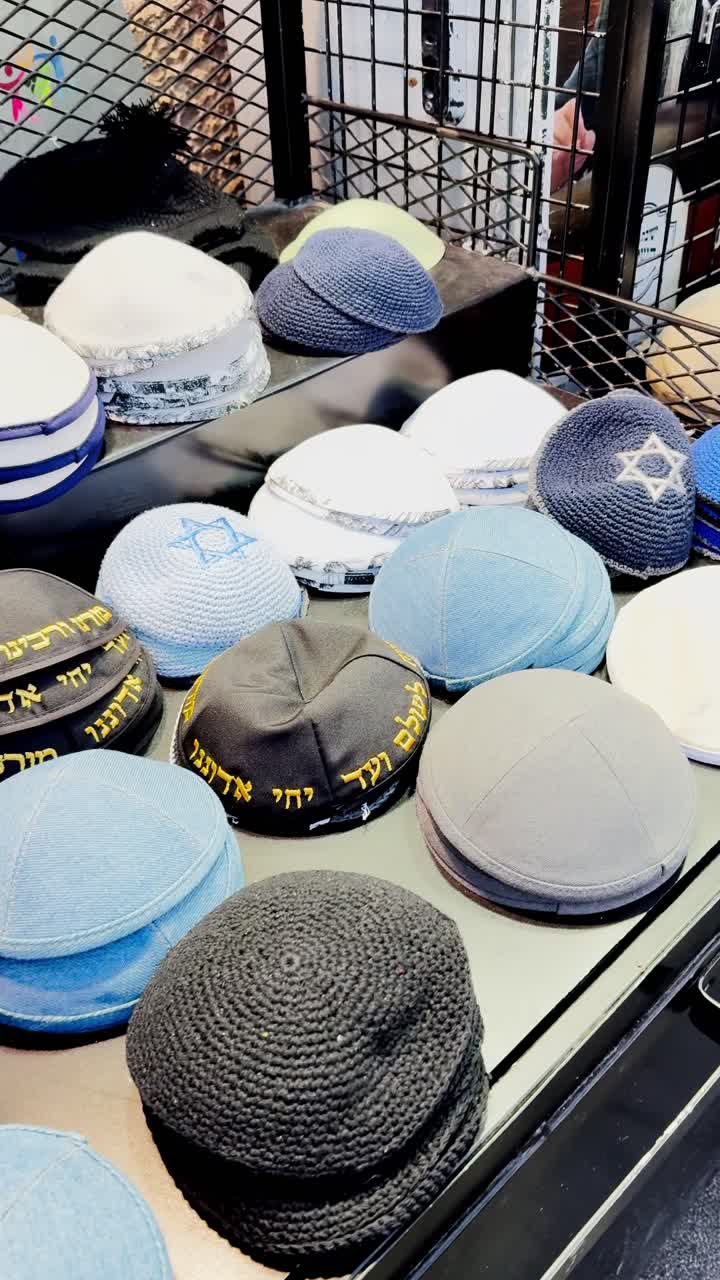 Traditional jewish kippahs for sale in jerusalem market