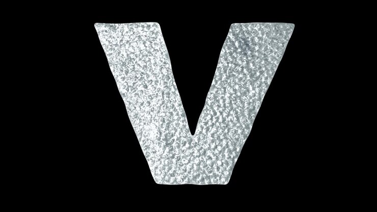 Lettera V - Concetto di lettere animate in acqua ghiacciata