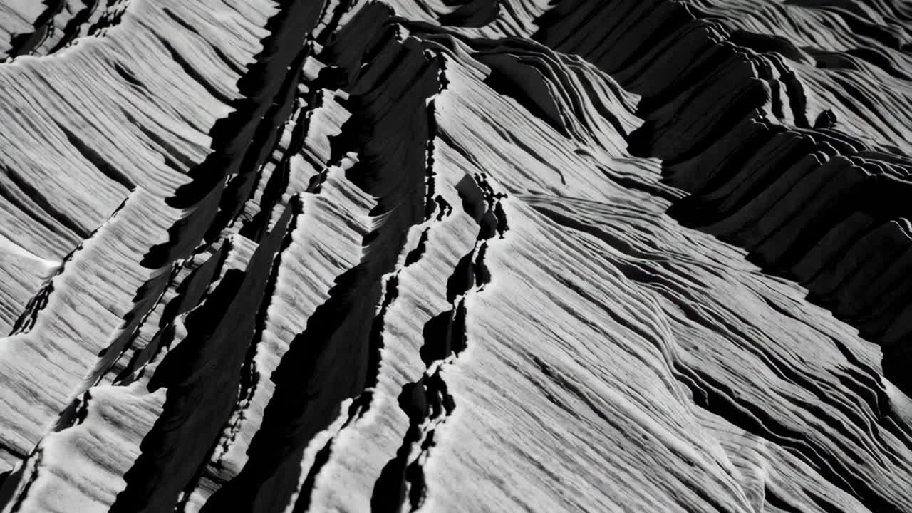 Abstract Black and White Ridged Landscape