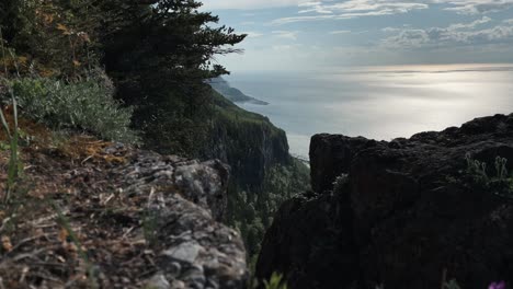 landscape at bic national park overlooking the calm blue ocean on the background in rimouski, quebec, canada