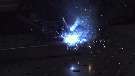 Ending Mag Welding on the end of the pipe. Super Slow Motion Shot
