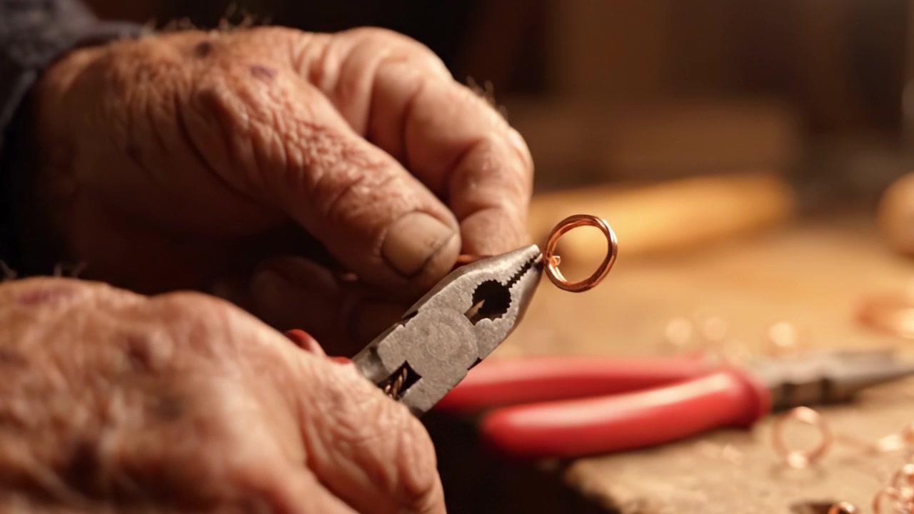Crafting Copper Rings: A Detailed Look at a Skilled Artisan Creating Beautiful Jewelry with Precision Tools and Expert Techniques