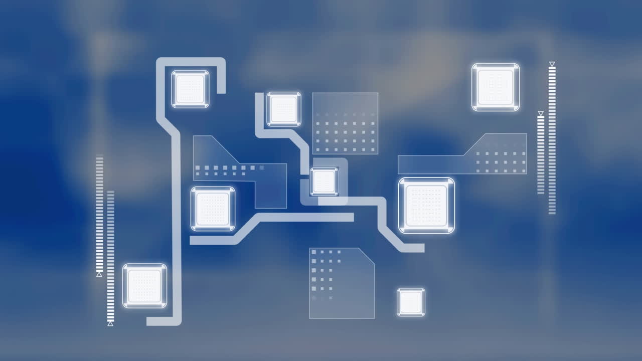디지털 화면에서 아이콘으로 연결 네트워크의 애니메이션