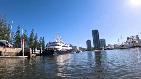 luxury yacht docking at gold coast harbor