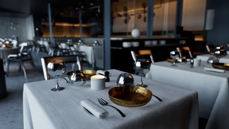 modern restaurant interior with empty tables