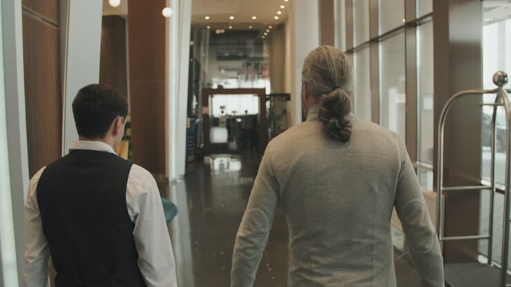 Businessman Walking into Hotel