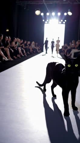 black cat on fashion runway