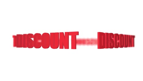 the words `diskount` revolves in a circle on a white background. red letter. looped animation. 4k.