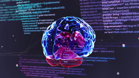 Animation-of-data-processing-and-brain-on-black-background