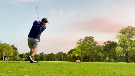 golfer practicing swing at scenic bangkok course