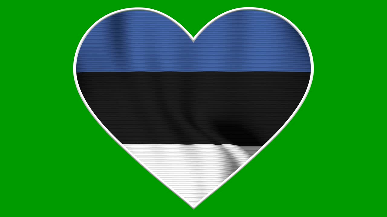 Estonia Heart Love Flag Loop - Realistic 4K flag waving in the wind. Seamless loop with highly detailed fabric texture