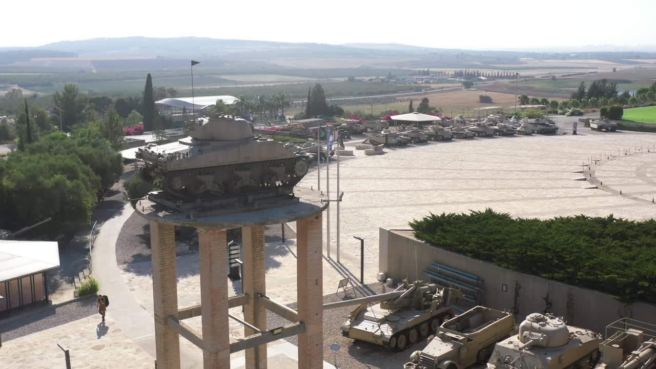 Sherman Tank Memorial Display, Latrun Israel Drone View