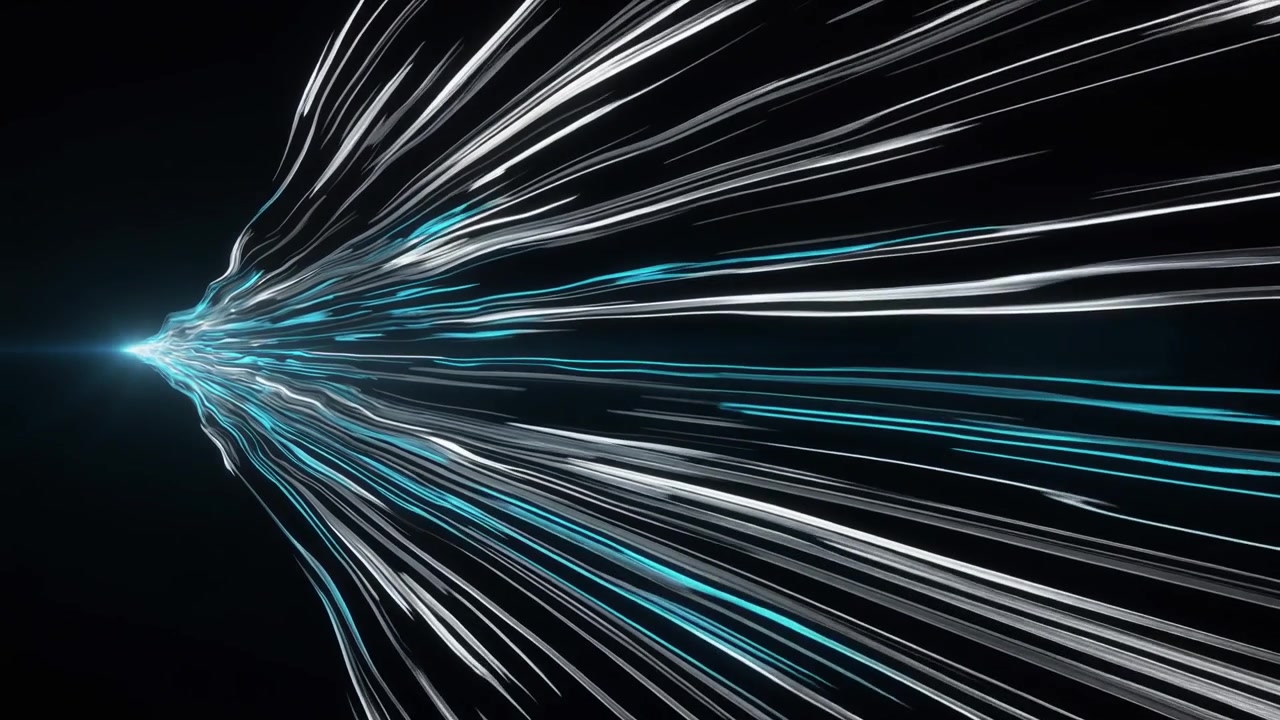 Sfondo animato astratto con scie luminose bianche e blu