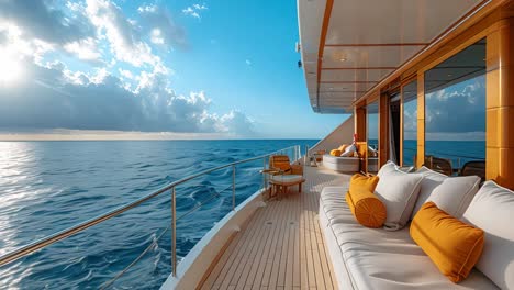 luxury yacht deck overlooking the open ocean
