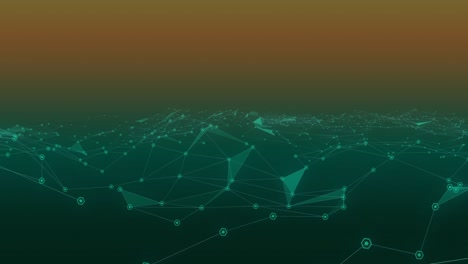 Animation-of-network-of-connections-over-green-to-orange-background