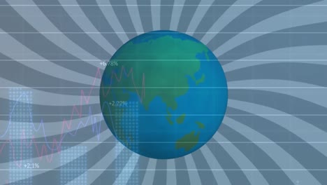 Animation-Der-Statistischen-Datenverarbeitung-über-Den-Globus-Vor-Grauem-Hintergrund