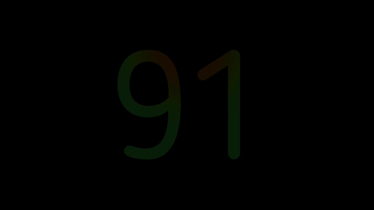 Neon light Number 91 Animation Glowing Gradient Blue Pink Digital Futuristic LED Numeric Loop Abstract Tech dark Background Motion Graphics